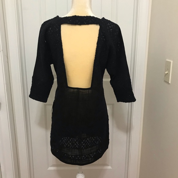 NWT Free People cotton black tunic dress coverup xs - Picture 4 of 7